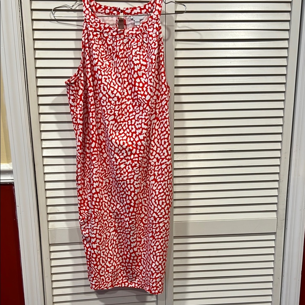 Red and White Cheetah Patterned Sleeveless Dress